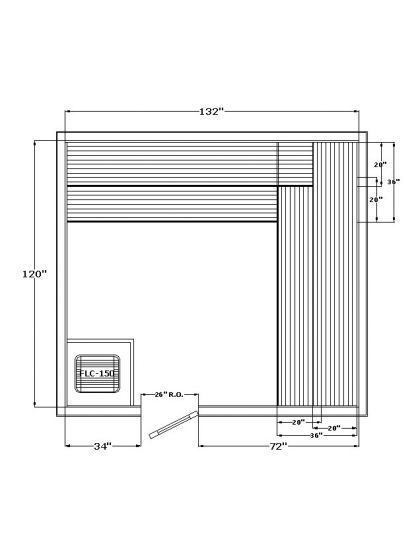 Harvia Precut Sauna Room (120" x 132" x 84")