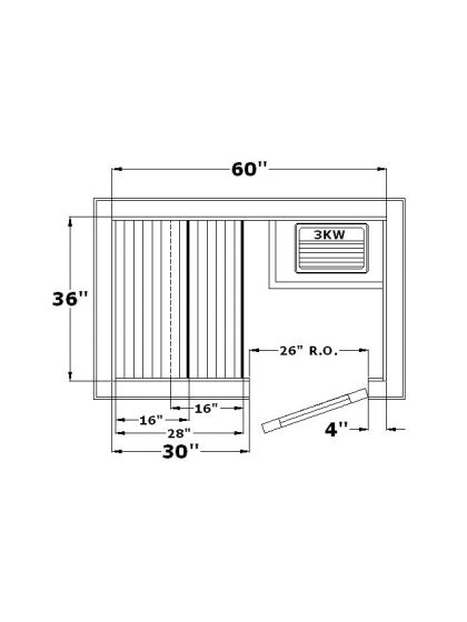 Harvia Precut Sauna Room (36" x 60 B1" x 84")