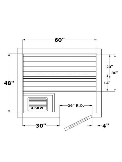 Harvia Precut Sauna Room (48" x 60 B1" x 84")