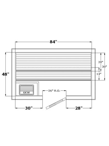 Harvia Precut Sauna Room (48" x 84" x 84")