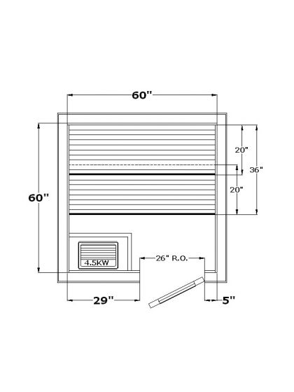 Harvia Precut Sauna Room (60 B1" x 60 B1" x 84")