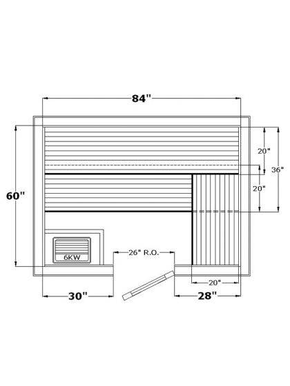 Harvia Precut Sauna Room (60 B1" x 84" x 84")