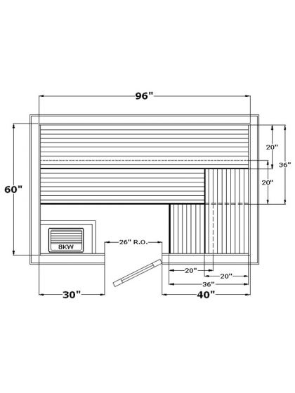 Harvia Precut Sauna Room (60 B1" x 96" x 84")