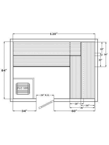 Harvia Precut Sauna Room (84" x 120" x 84")