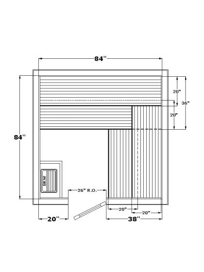 Harvia Precut Sauna Room (84" x 84" x 84")