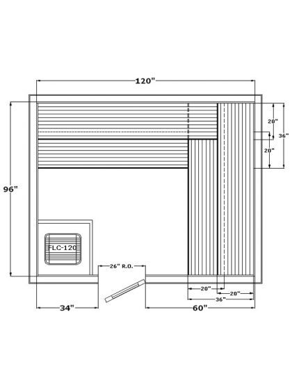 Harvia Precut Sauna Room (96" x 120" x 84")