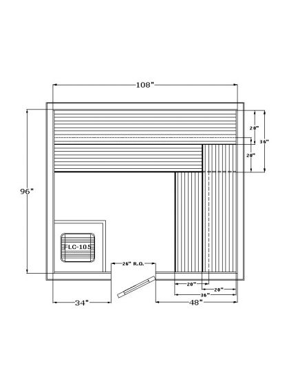 Harvia Precut Sauna Room (96" x 108" x 84")