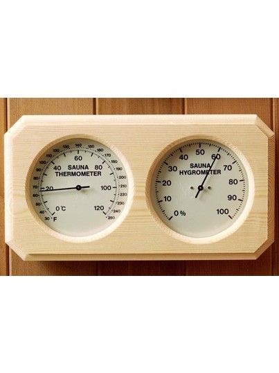 Harvia Deluxe Pine Encased Thermometer Hygrometer